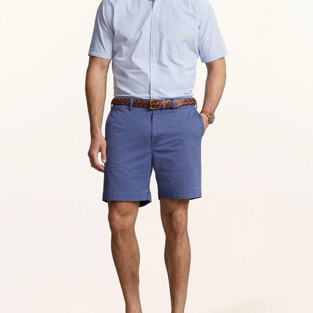 POLO RALPH LAUREN STRETCH CLASSIC FIT MENS NAVY TWILL COTTON ZIP-FLY SHORT